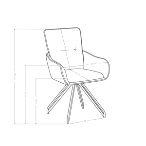 Chaise pivotante FZ-636, rembourrée et pieds en acier