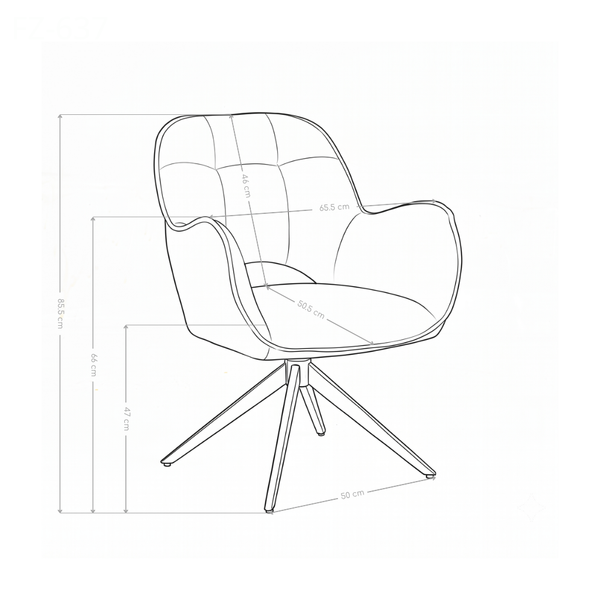 Chaise de salle à manger FZ-637, assise tissu et pieds en métal