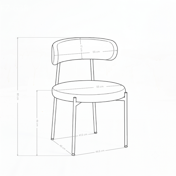 Chaise de salle à manger FZ-638, tissu bouclé et métal