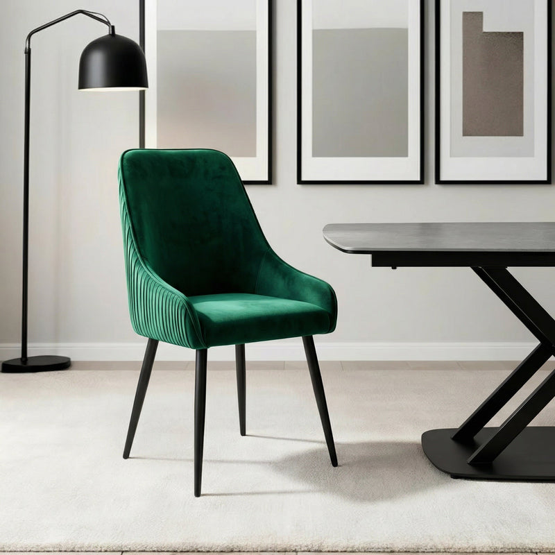 Chaise de salle à manger SDS257, en velours, Vert
