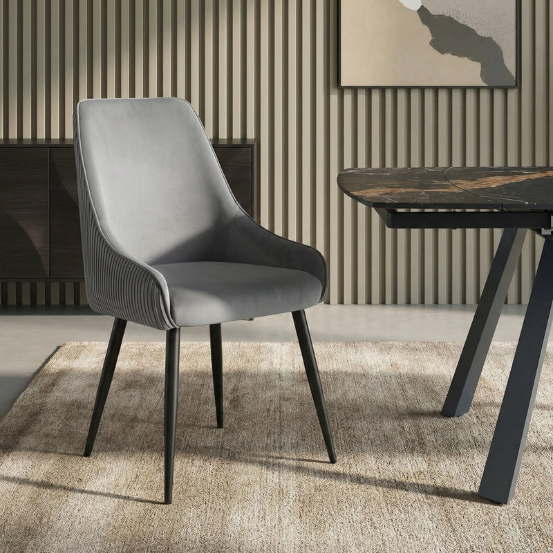 Chaise de salle à manger SDS257, en velours, Gris clair

