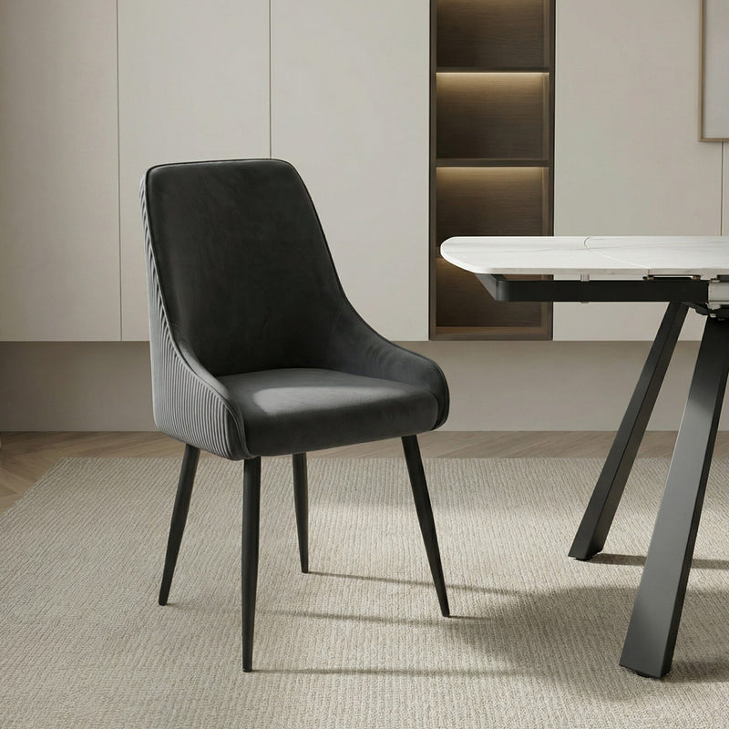 Chaise de salle à manger SDS257, en velours, Gris foncé
