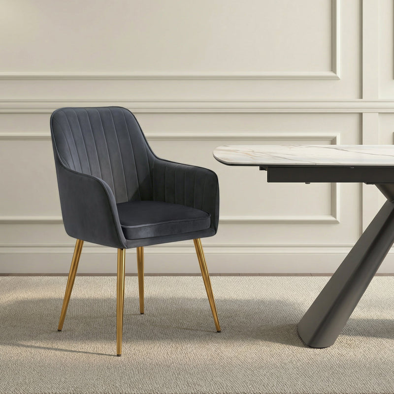 Chaise de salle à manger 239, velours style loft, Gris foncé
