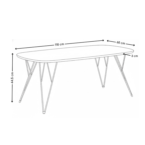 Table basse RAIN, plateau en bois et pieds en métal