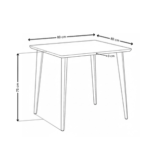Table à manger HT-08, carrée 80x80 cm pieds en acier