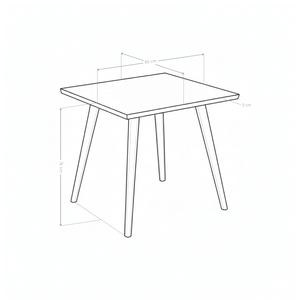 Table à manger HT-11, carrée 80 cm pieds en acier