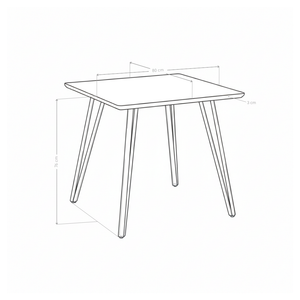 Table à manger HT-12, carrée 80 cm pieds en métal