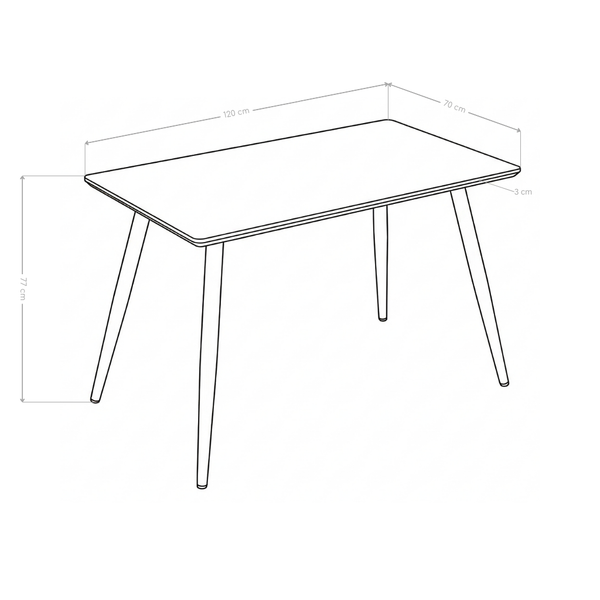 Table à manger HT-16, rectangulaire 120x70 cm