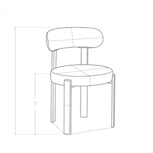 Chaise de salle à manger HT1242, dossier arrondi et pieds métal