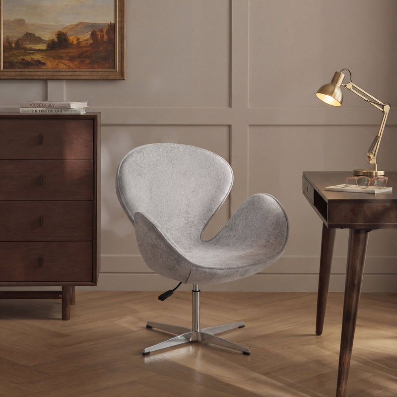 Fauteuil pivotant ZZA10, pieds en métal, Gris clair
