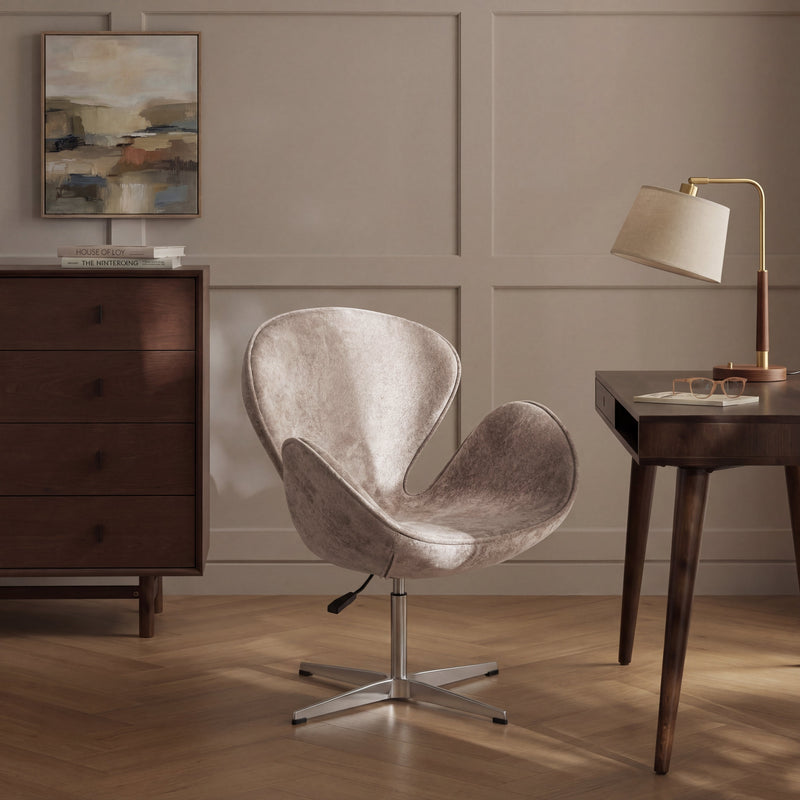Fauteuil pivotant ZZA10, pieds en métal, Beige
