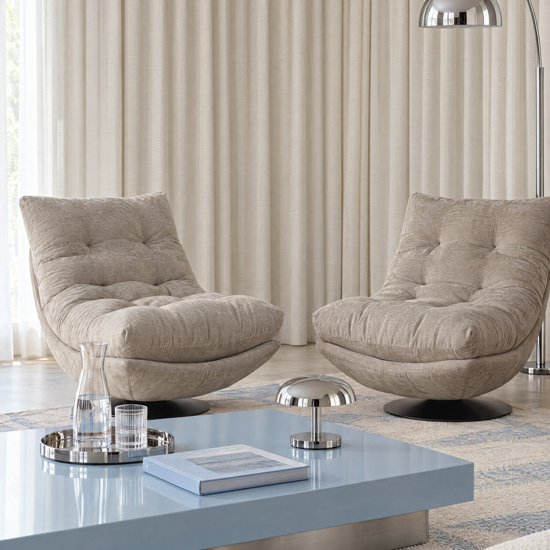 Fauteuil de relaxation pivotant S-133, piètement acier, Beige
