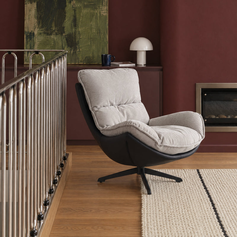 Fauteuil pivotant M-210, pieds en acier, Gris clair
