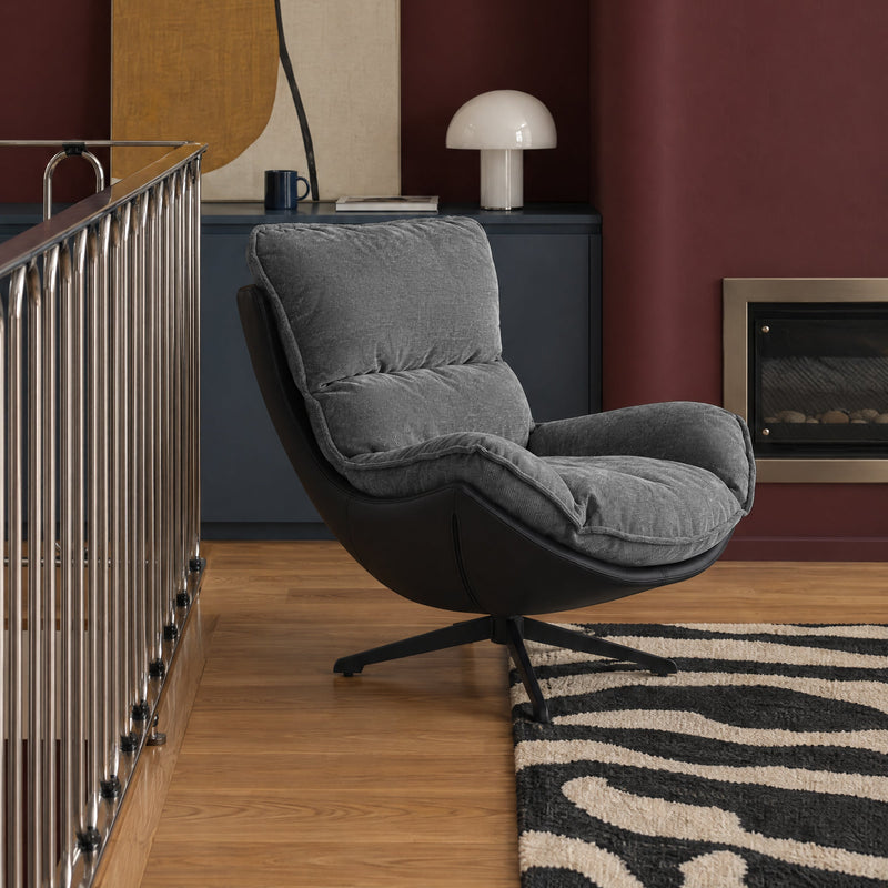 Fauteuil pivotant M-210, pieds en acier, Gris
