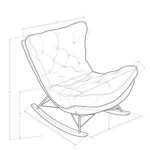 Fauteuil à bascule M-193, tissu et pieds en bois