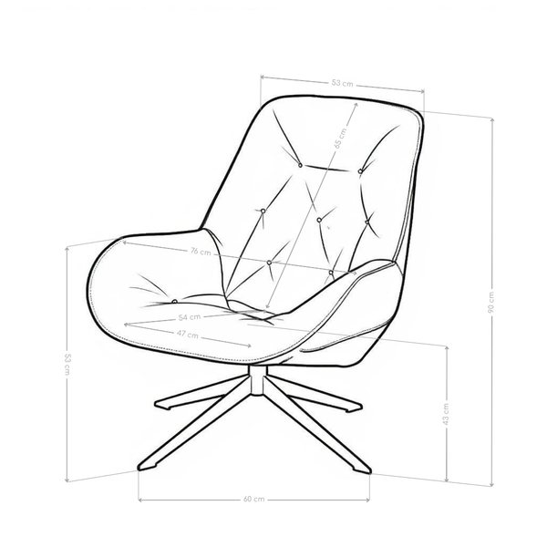 Fauteuil relax Milano, pivotant avec pieds en acier