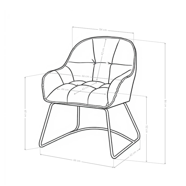 Fauteuil Verona, tissu et pieds en acier