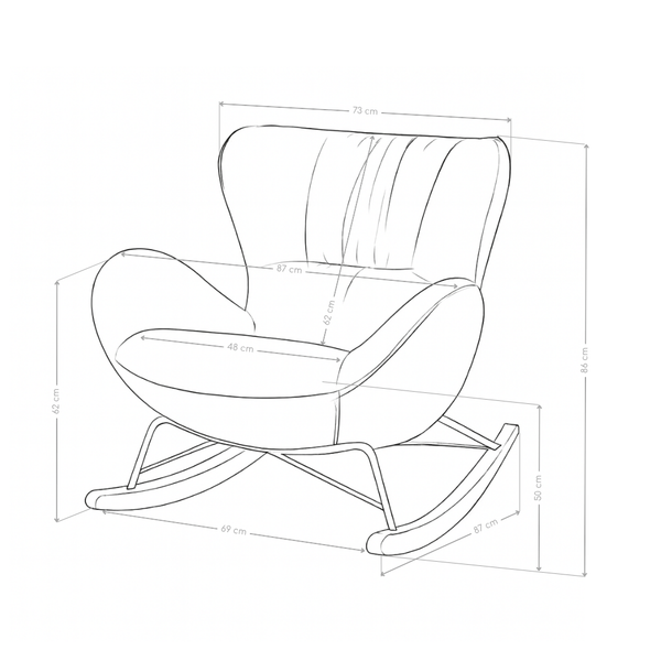 Fauteuil à bascule Firenze, tissu et pieds en bois