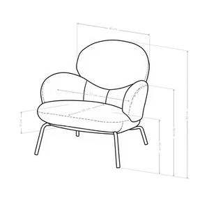 Fauteuil Bloom, tissu bouclé et pieds en acier
