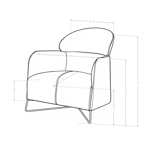 Fauteuil lounge Morbido, similicuir et pieds en acier