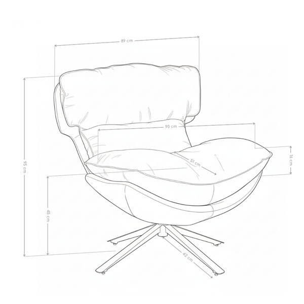 Fauteuil pivotant Dresden, pieds en acier