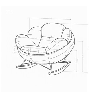 Fauteuil à bascule Pisa, pieds en bois et acier