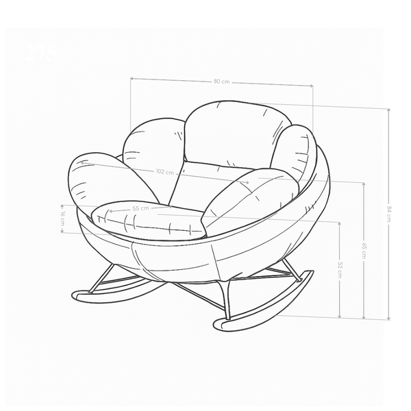 Fauteuil à bascule Pisa, pieds en bois et acier