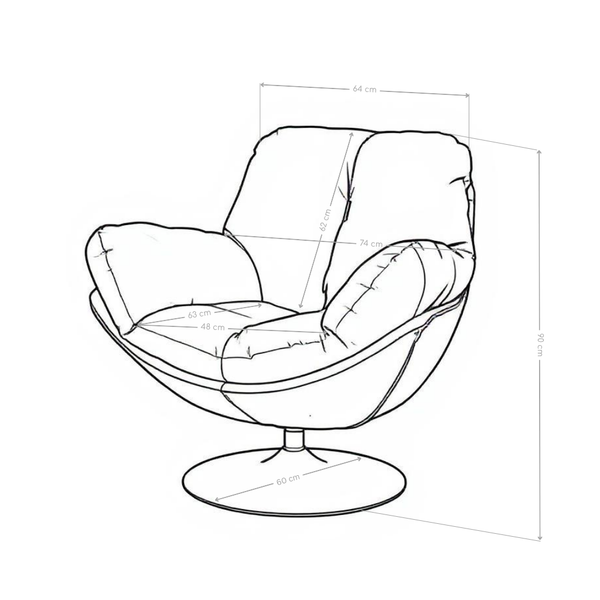 Fauteuil pivotant M-276, en similicuir et acier