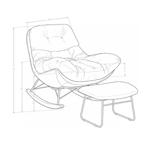 Fauteuil à bascule Porto, tissu de qualité et pieds en bois