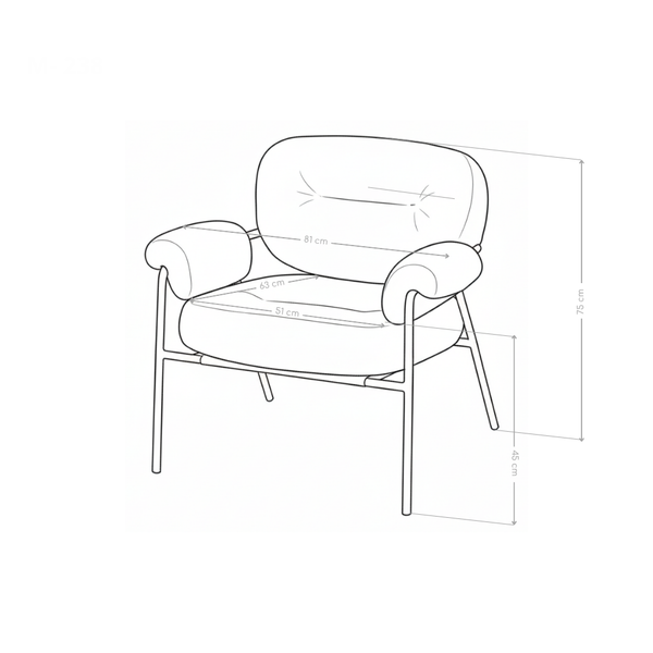 Fauteuil Harmony, tissu bouclé et pieds en acier