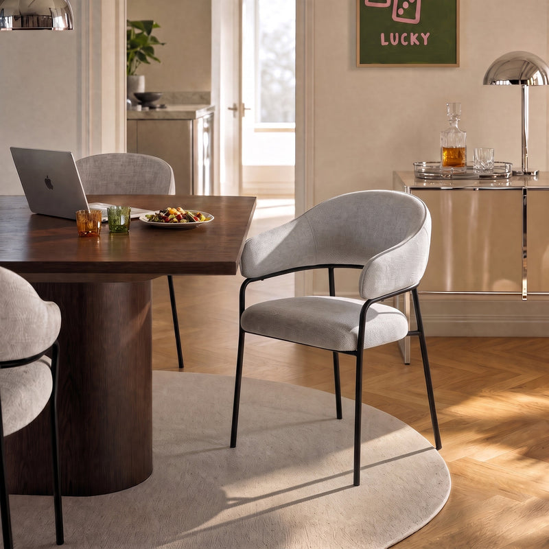 Chaise de salle à manger SK07, avec accoudoirs, Gris clair
