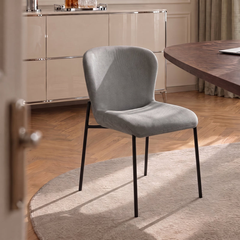 Chaise de salle à manger 6157, rembourrée et pieds en métal, Gris
