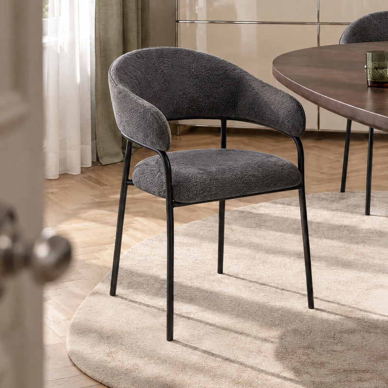 Chaise de salle à manger SK07, avec accoudoirs, Gris foncé
