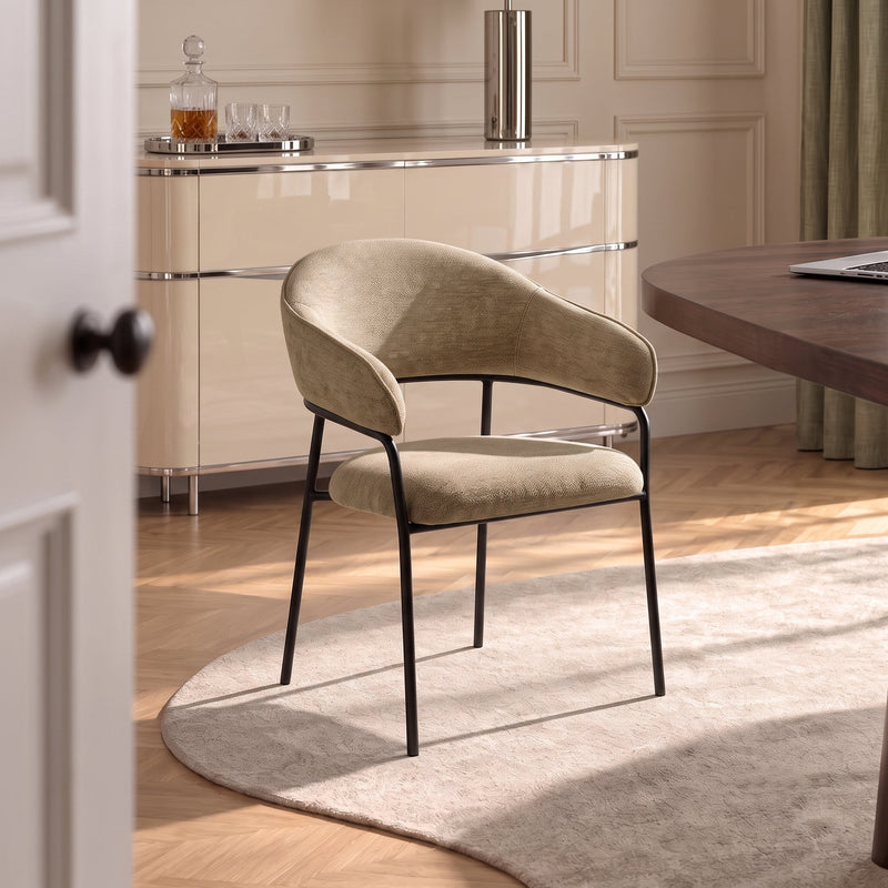 Chaise de salle à manger SK07, avec accoudoirs, Gris beige
