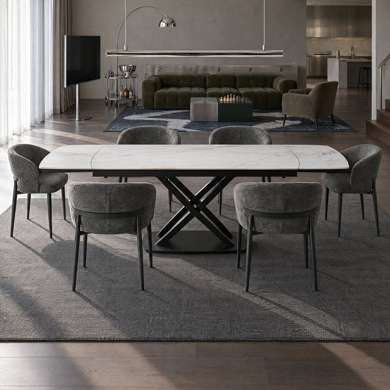 Table à manger Axis, extensible 160–240x90 cm céramique, Blanc
