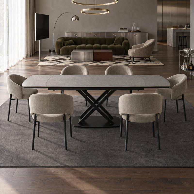 Table à manger Axis, extensible 160–240x90 cm céramique, Gris
