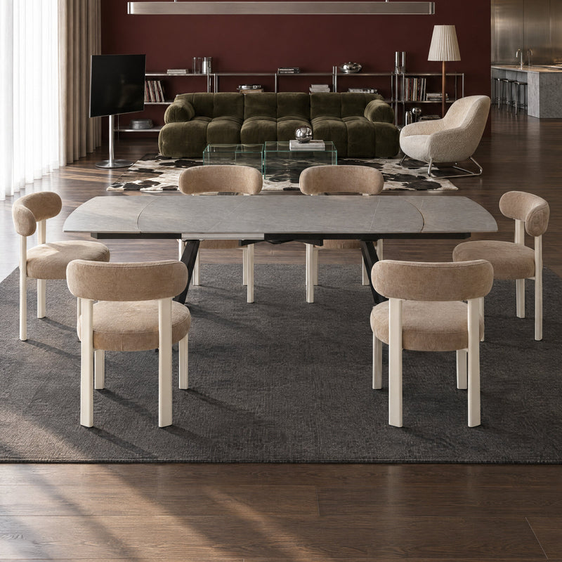 Table à manger Light, extensible en céramique, Gris
