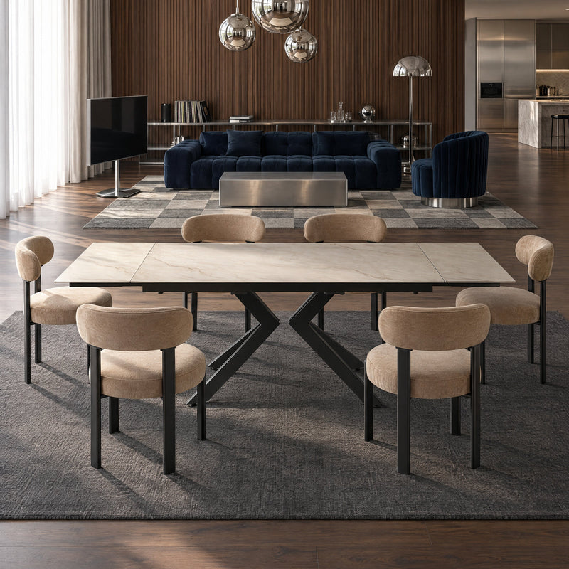 Table à manger DT-24901, céramique extensible 160–240x90 cm, Beige
