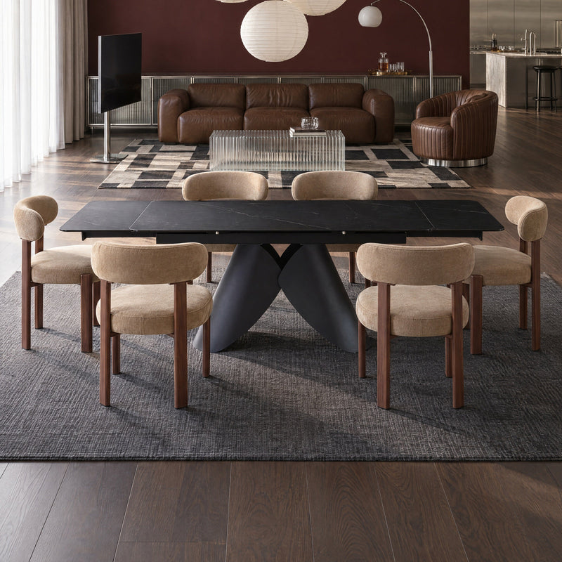 Table à manger Alba, céramique extensible 160–240 cm, Noir
