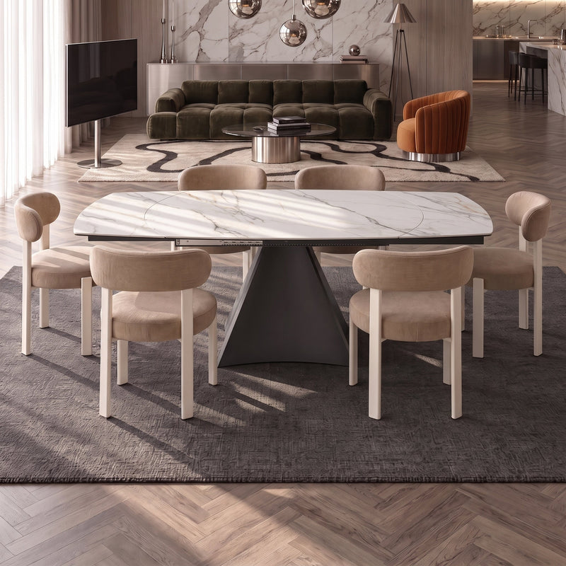Table à manger Bellagio, extensible en céramique, Blanc
