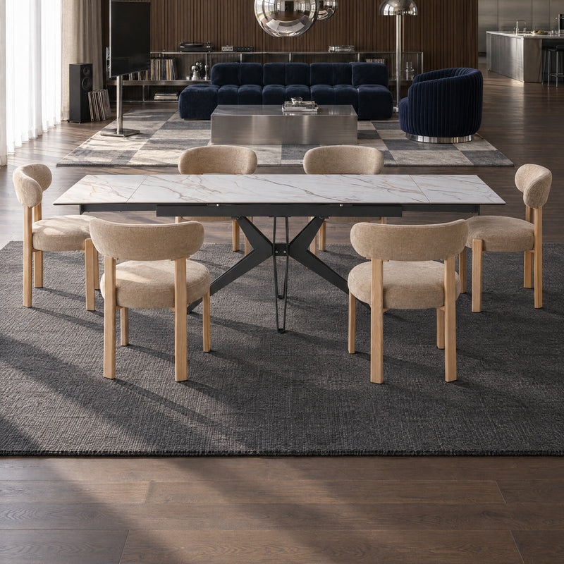 Table à manger Sorrento, extensible 160-240x90 cm, Blanc
