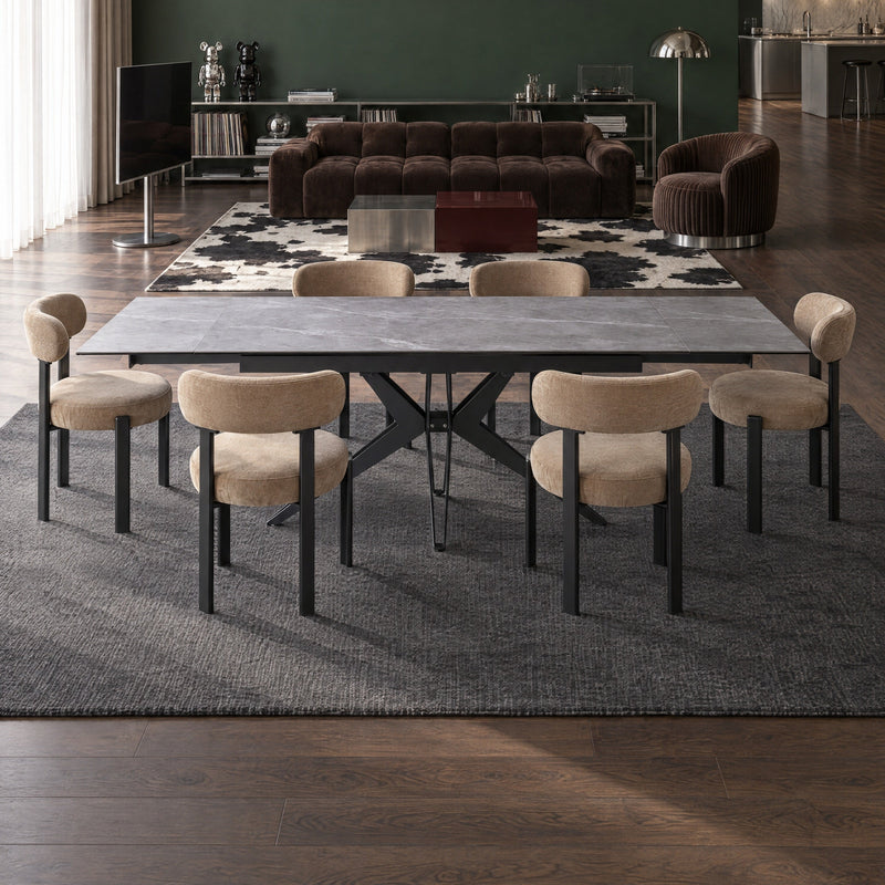 Table à manger Sorrento, extensible 160-240x90 cm, Gris
