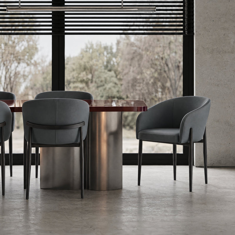 Chaise de salle à manger 6354, pieds en métal style loft, Gris foncé
