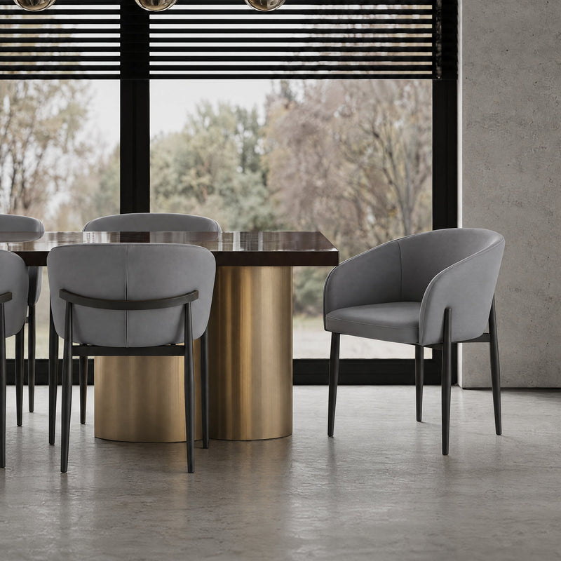 Chaise de salle à manger 6354, pieds en métal style loft, Gris
