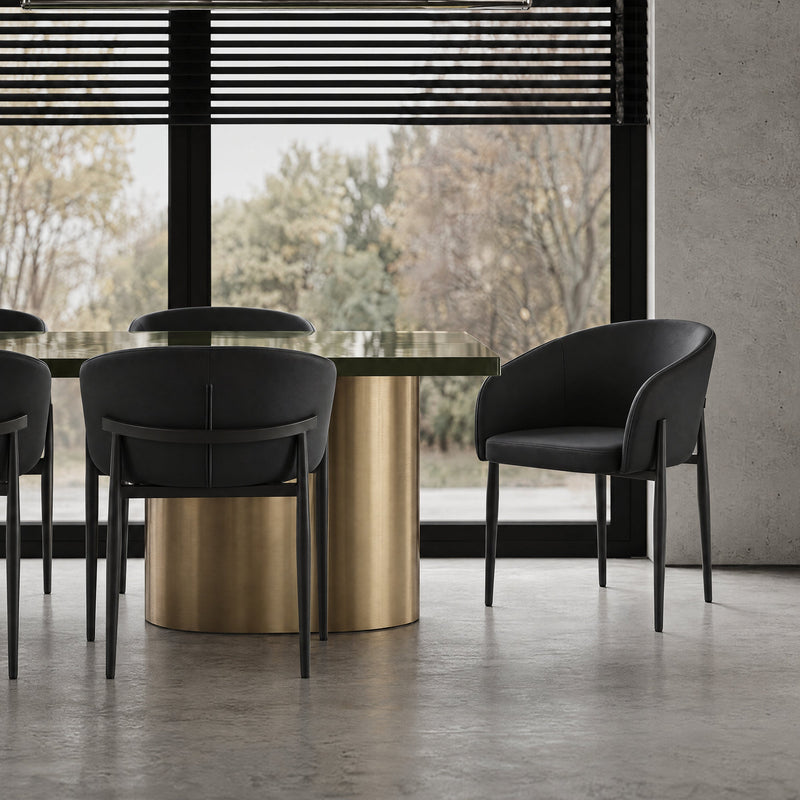 Chaise de salle à manger 6354, pieds en métal style loft, Noir
