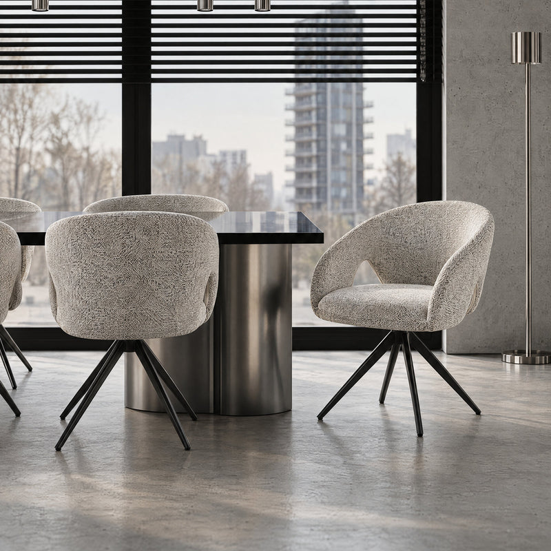 Chaise de salle à manger pivotante Aurelia 6352, en tissu, Gris clair
