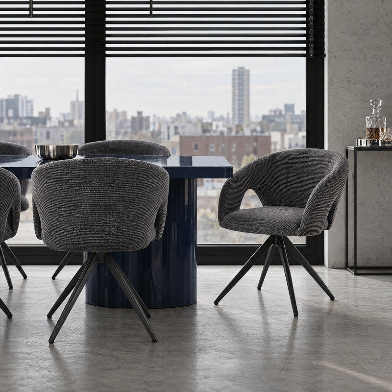 Chaise de salle à manger pivotante Aurelia 6352, en tissu, Gris foncé
