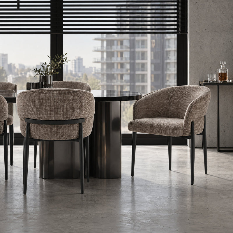 Chaise de salle à manger 6249C, pieds en métal, Beige
