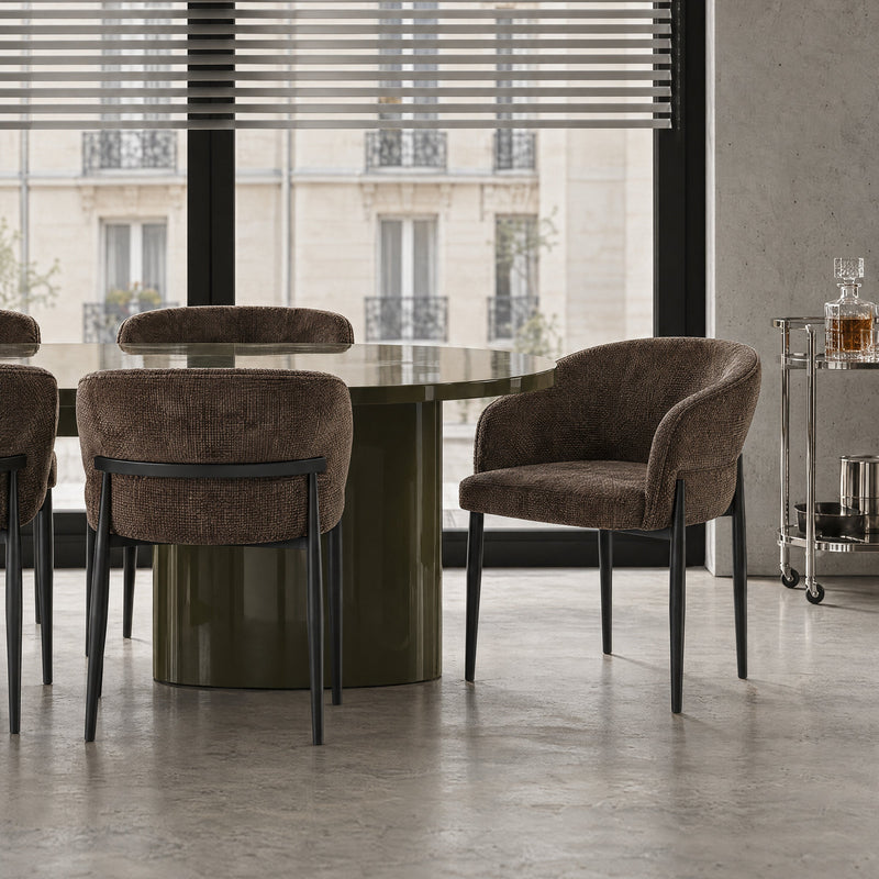 Chaise de salle à manger 6249C, pieds en métal, Marron

