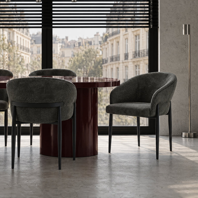 Chaise de salle à manger 6249C, pieds en métal, Gris foncé
